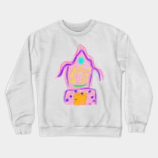 Pink yellow watercolor pastel fairy house Crewneck Sweatshirt